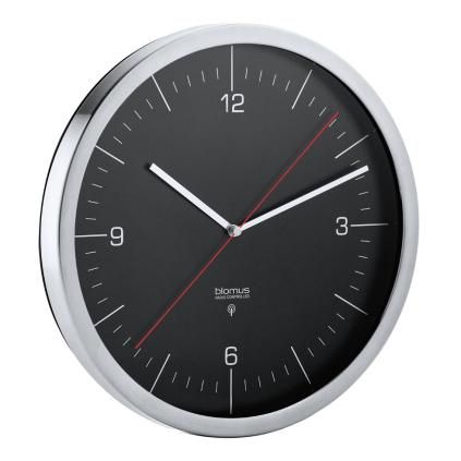 Радиоуправляем стенен часовник RONO ⌀ 24 cм, черен, Blomus