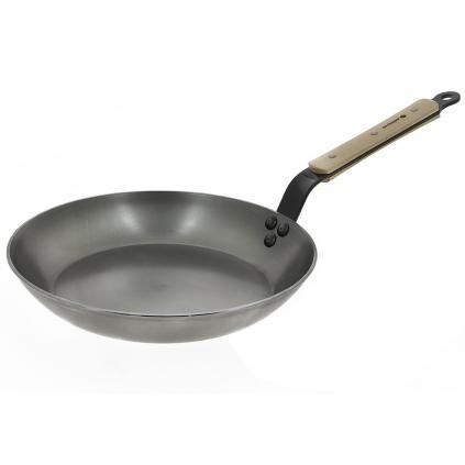 Тиган за пържене MINERAL B BOIS 28 см, дървена дръжка, de Buyer