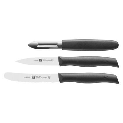 Комплект ножове TWIN GRIP, с белачка, комплект от 3 бр., черен, ZWILLING