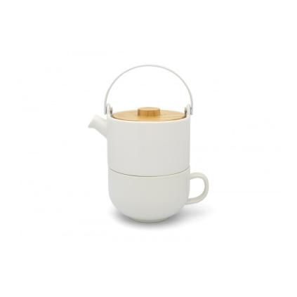 Чайник UMEA TEA FOR ONE 500 мл, с чашка за чай, бял, Bredemeijer