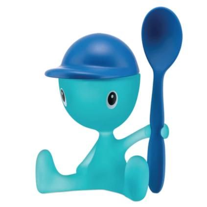 Чаша за яйца CICO, с лъжица, синя, Alessi