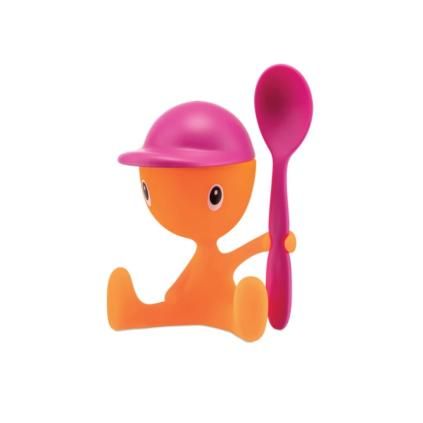 Чаша за яйца CICO, с лъжица, розова, Alessi