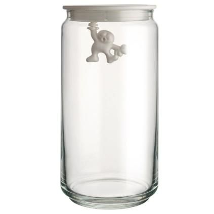 Кухненски буркан за съхранение GIANNI 1,4л, с бял капак, стъкло, Alessi