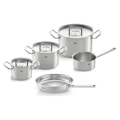 Комплект кухненски съдове ORIGINAL-PROFI COLLECTION, с тиган за сосове и универсален тиган, комплект от 5 бр., инокс, Fissler