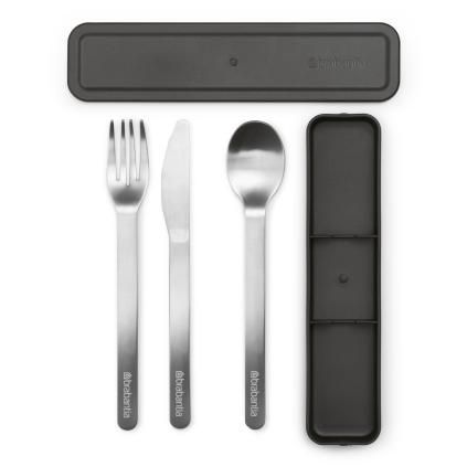 Комплект прибори за хранене MAKE & TAKE, 3 бр., тъмно сив, Brabantia
