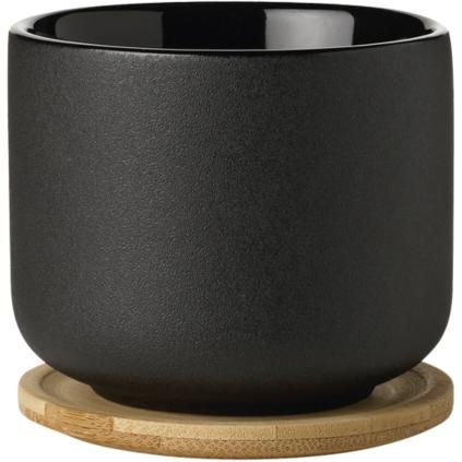 Чаша с подложка THEO 200 мл, черна, Stelton