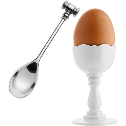Чаша за яйца с лъжица DRESSED, 16 см, бяла, Alessi