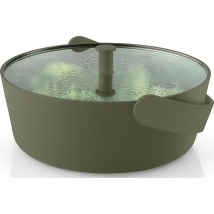 Съд за готвене на пара в микровълнова фурна GREEN TOOL 2 l, зелен, стъкло/пластмаса, Eva Trio