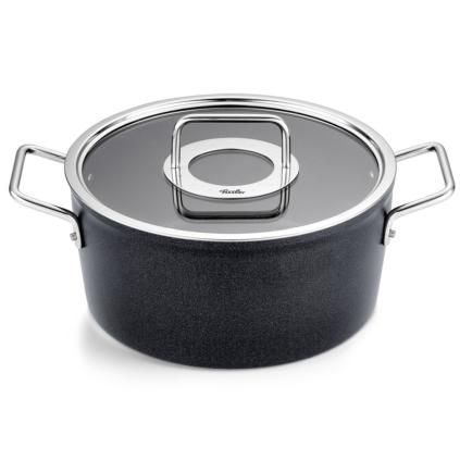 Съдове за готвене ADAMANT 24 cm, 4,9 l, със стъклен капак, незалепващо покритие, Fissler