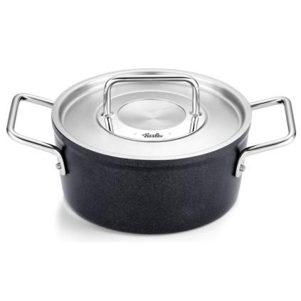Съдове за готвене ADAMANT 18 cm, 2 l, с капак за тенджера от неръждаема стомана, незалепващ повърхност, Fissler