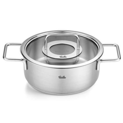 Съдове за готвене PURE 20 cm, 2,4 l, със стъклен капак за тенджера, инокс, Fissler
