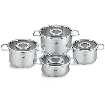 Комплект кухненски съдове PURE, стъклени капак за тенджера, комплект от 4 бр., инокс, Fissler