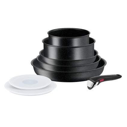 Комплект кухненски съдове INGENIO BLACK STONE L3998802, комплект от 8 бр., незалепващо покритие, Tefal