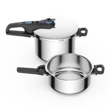 Тенджера под налягане SECURE TRENDY P2584301, 4 + 6 л, комплект от 2 бр., инокс,Tefal