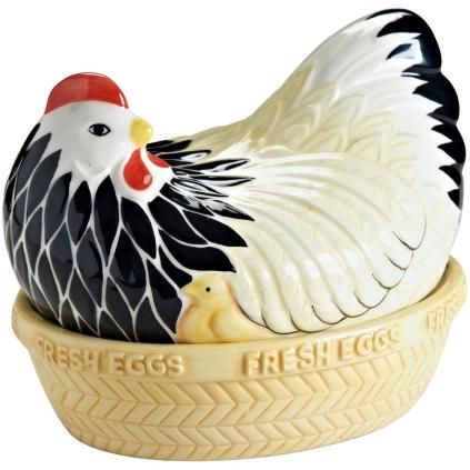 Кухненски буркан за съхранение MOTHER HEN, 21 см, черен/бял, камък, Mason Cash