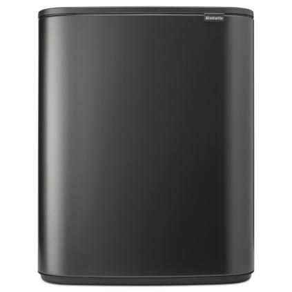 Кош за отпадъци с бутон BO TOUCH BIN, 60 л, тъмносив, стомана, Brabantia