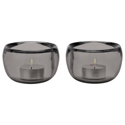 Свещник за чаена свещ ORA, 9 см, комплект от 2 бр., опушен, стъкло, Stelton