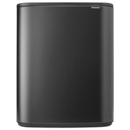 Кош за отпадъци с бутон BO TOUCH BIN, 2x 30 л, тъмносив, стомана, Brabantia