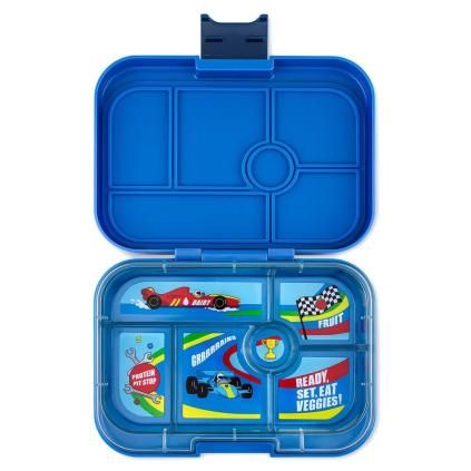 Кутия за обяд ORIGINAL 6, 625 мл, тъмносин / състезателни коли, пластмаса, Yumbox