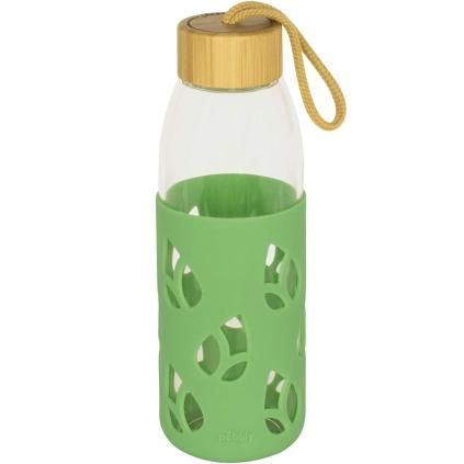 Бутилка за вода PKV-023, 550 мл, зелен, стъкло, Pebbly