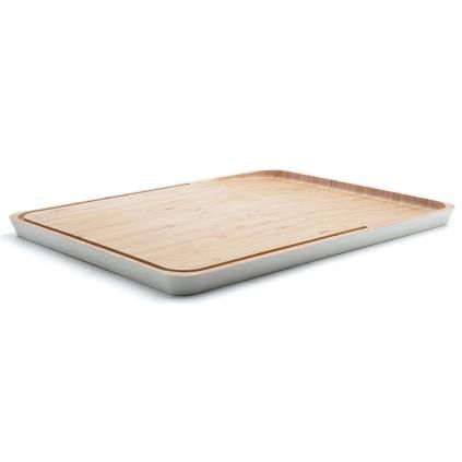 Дъска за рязане NBA222, 41 x 30 см, бял, бамбук, Pebbly