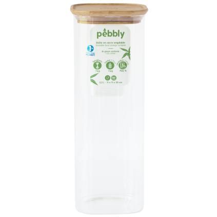 Кухненски буркан за съхранение PKV-007, 2.2 л, стъкло / бамбук, Pebbly