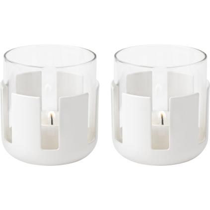 Свещник за чаена свещ LUNA 7 см, мек бял, неръждаема стомана / стъкло, Stelton