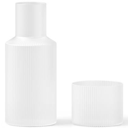Карафа за вода RIPPLE 500 ml, с стъкло, бял, стъкло, твърд LIVING