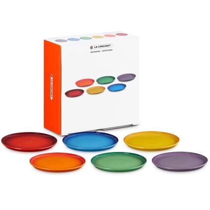 224127 prilohovy talir coupe 22 cm sada 6 ks rainbow kamenina le creuset