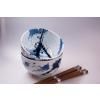 Купа за хранене BLUE & WHITE 350 ml, комплект от 2 бр., с пръчици за хранене, MIJ