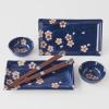 Комплект за суши с пръчици за хранене NAVY WITH PINK SAKURA, 4 бр., MIJ