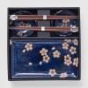 Комплект за суши с пръчици за хранене NAVY WITH PINK SAKURA, 4 бр., MIJ