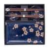 Комплект за суши с пръчици за хранене NAVY WITH PINK SAKURA, 4 бр., MIJ