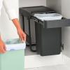 Кош за отпадъци за вграждане SORT & GO, 2x 15 л, тъмносив/нефритенозелен, пластмаса, Brabantia