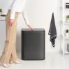 Кош за отпадъци с бутон BO TOUCH BIN, 2x 30 л, тъмносив, стомана, Brabantia