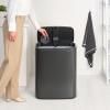 Кош за отпадъци с бутон BO TOUCH BIN, 2x 30 л, тъмносив, стомана, Brabantia